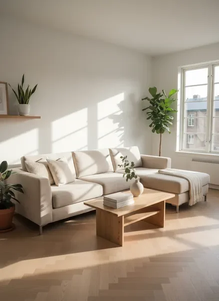 סלון מודרני מעוצב עם רהיטים מינימליסטיים