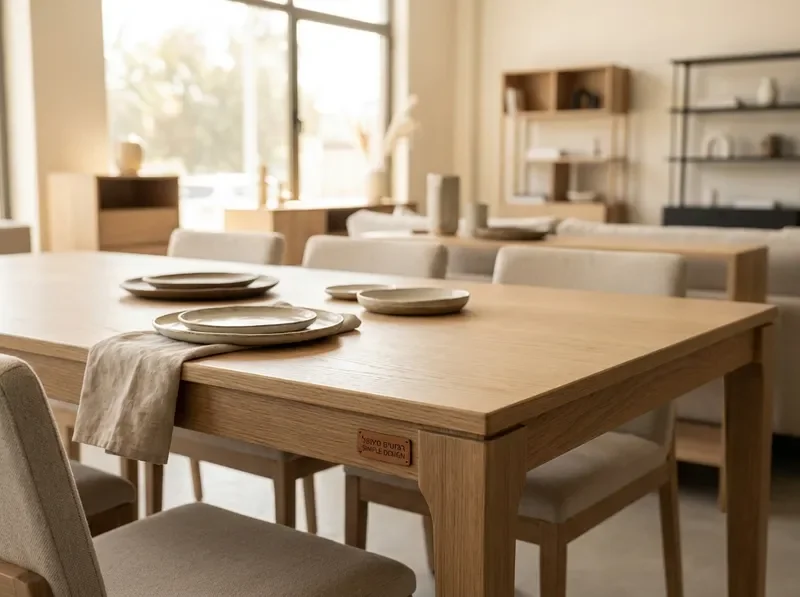 פינת אוכל עם שולחן עץ וכסאות מעוצבים